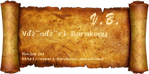 Vásári Barakony névjegykártya